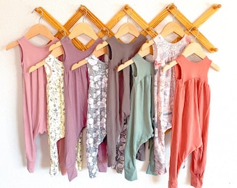 Bamboo Baby Clothes, Toddler Romper, Harem Romper, Baby Bodysuit, Bamboo Baby Clothes, Baby Onesie w IN-SEAM ZIPPER! Baby Girl Romper