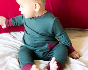 Cozy Bamboo Français Terry Baby Romper w / Pocket & Inseam Zipper, Unisexe Romper pour bébés et enfants, Kids Zipper Romper, Girls or Boys Romper