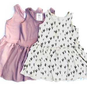 Vestido peplum de niñas de bambú, vestido de niñas pequeñas, ropa de bebé de bambú, traje de primavera para niñas, rosa, púrpura, vestido giratorio de cactus