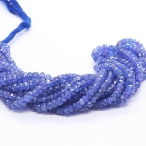 Excelentes cuentas redondas facetadas de tanzanita, cuentas de tanzanita de 5-6 mm, collar de cuentas sueltas de tanzanita hechas a mano, cuentas de tanzanita al por mayor