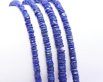 Cuentas facetadas de lapislázuli con forma de neumático de calidad AAA, cuentas heishi de lapislázuli de 5,5-6 mm, cuentas de lapislázuli cortadas con forma de rueda, cuentas de arandela heishi de lapislázuli