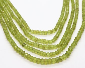 Natural Peridot faceted rondelle beads, Peridot faceted gemstone beads, 13inch Peridot rondelle beads, Wholesale gemstone for jewelry making