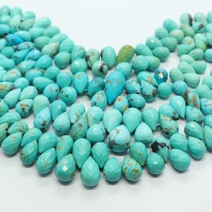 AAA Arizona Turquoise faceted teardrop briolette Arizona Turquoise faceted beads Natural Arizona Turquoise beads Turquoise drops shape beads