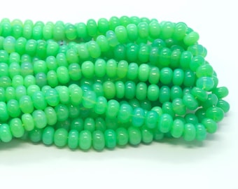 Chryso Chalcedony plain rondelle beads Natural Chalcedony gemstone Chalcedony smooth beads Green Chalcedony strands Calci wholesale beads