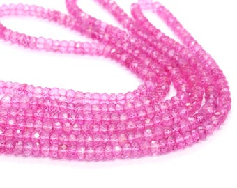 AAA Pink topaz faceted  rondelle beads, 6-6.5 mm Pink topaz faceted beads Pink Topaz beads Pink Topaz wholesale beads Topaz coated beads