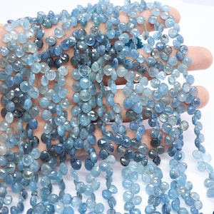 AAA Moss Aquamarine Faceted Heart Shape Beads Natural Aquamarine heart briolette Wholesale beads for Jewelry Making Moss Aquamarine beads