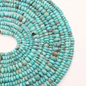AAA+ Quality Natural Arizona Turquoise Faceted Rondelle Beads Arizona Turquoise Gemstone Beads for Necklace Turquoise rondelle beads