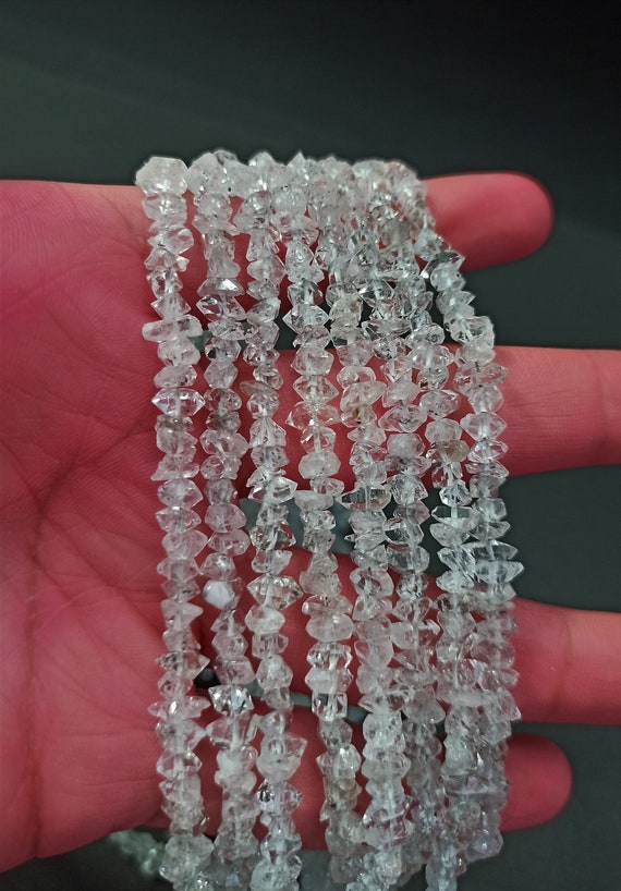 AAA Herkimer Diamond Quartz Nugget Beads – 5-6 Mm Faceted Gemstone – 6 Strands