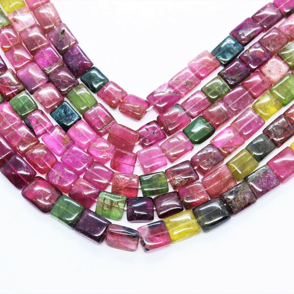 Multi Tourmaline smooth chickalte beads, Multi Tourmaline rectangle shape beads Natural gemstone Tourmaline wholesale beads for jewelry