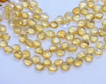 AAA+ Citrine faceted beads, Citrine heart shape beads, Citrine gemstone beads strand 8-8.5 mm Citrine heart briolette Jewelry Making beads