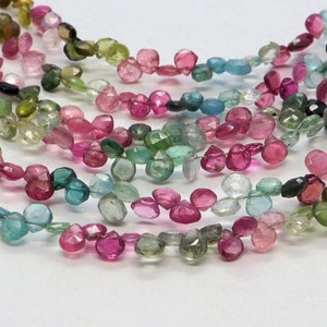 Multi Tourmaline faceted heart shape beads, Natural Tourmaline faceted briolette beads, Multi Colour Tourmaline heart jewelry making beads