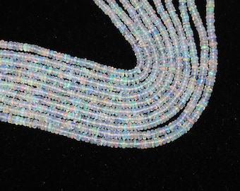 Flashy Ethiopian Opal smooth rondelle beads, Ethiopian Opal rondelle shape beads, Natural Opal plain beads, Ethiopian Opal beads for jewelry