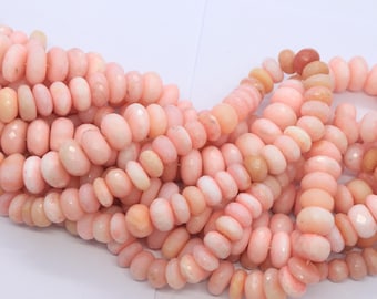 AAA+ Pink Opal faceted rondelle beads, Pink Opal Strand Natural Pink Opal rondelle beads, Opal jewelry making beads Wholesale gemstone beads