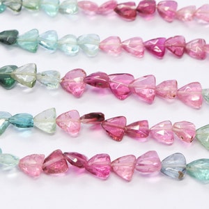 AAA Quality Multi tourmaline faceted triangle shape beads, Multi Tourmaline faceted beads, Tourmaline fancy triangle beads, Wholesale beads