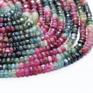 AAA Natural Multi Tourmaline faceted rondelle beads, Tourmaline rondelle beads, Tourmaline gemstone beads, 5 mm Tourmaline beads strand