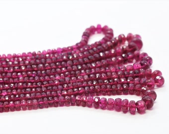 AAA Rubellite faceted rondelle beads Rubellite Pink Tourmalin beads Rubellite rondelle beads Deep Colour Tourmaline Rubellite beads strand