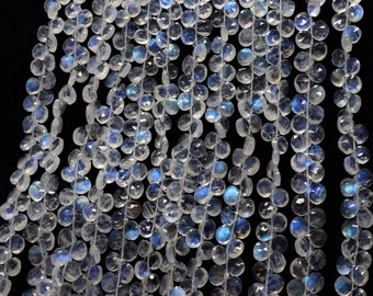 Rainbow Moonstone faceted heart shape beads, Natural Moonstone faceted beads, Flashy moonstone briolettes Moonstone wholesale gemstone beads