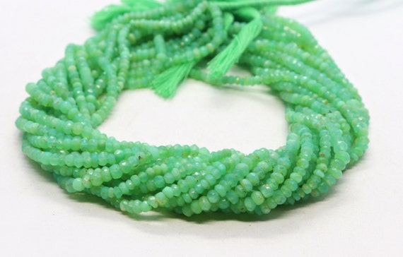 Chrysoprase Faceted Roundel Beads 6mm,Chrysoprase Faceted Rondelle,Cut Gemstone Bead,shaded Chrysoprase green gemstone beads,loose beads,