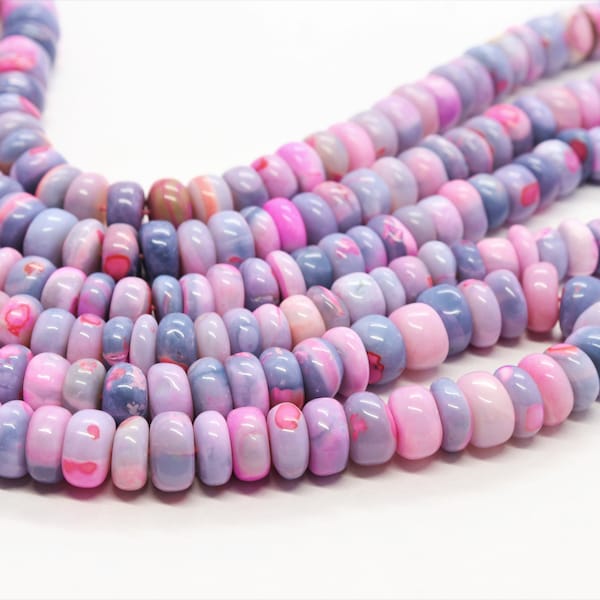 AAA+ Lavender Opal smooth rondelle beads Natural Lavdender Pink opal smooth gemstone 8.5-9mm Lavender Opal rondelle beads Opal Beads Strand
