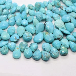 Arizona Turquoise faceted pear shape beads 7x10-8x12 mm Turquoise Pear Briolettes, Natural Arizona Turquoise loose beads Semi Precious Beads