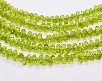 10 Fili Di Perle Di Peridoto Verde Naturale 2mm - Sfaccettate, Foro Centrale, All'ingrosso