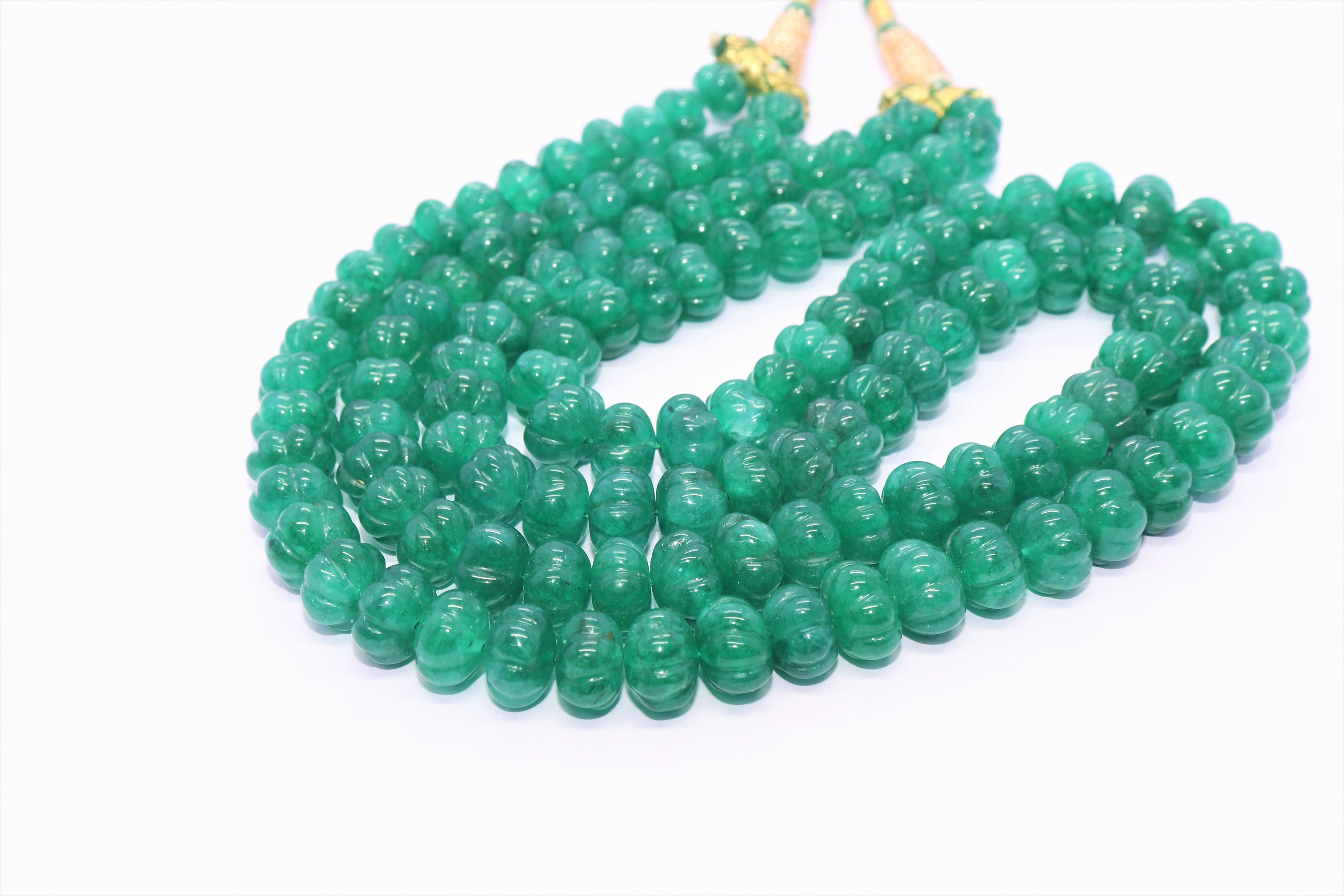 Collier Perles émeraude Russe Rondelles - Réglable, Fait Main En Inde, Pour Prospérité