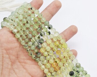 AAA+ Moss Prehnite round beads strand Natural Prehnite gemstone Prehnite beads strand Prehnite faceted beads Prehnite round balls beads