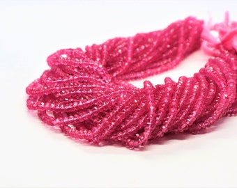 AAA Pink Topaz Faceted Rondelle Beads | Topaz Baby Pink Color Coated Beads 4-4.5 MM Topaz gemstone Wholesale Beads For Jewelry Making Beads