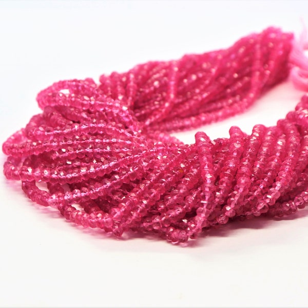 AAA+ quality Pink topaz rondelle beads, 4-4.5 mm Pink topaz faceted beads 13 inch Pink Topaz beads, Pink Topaz wholesale beads
