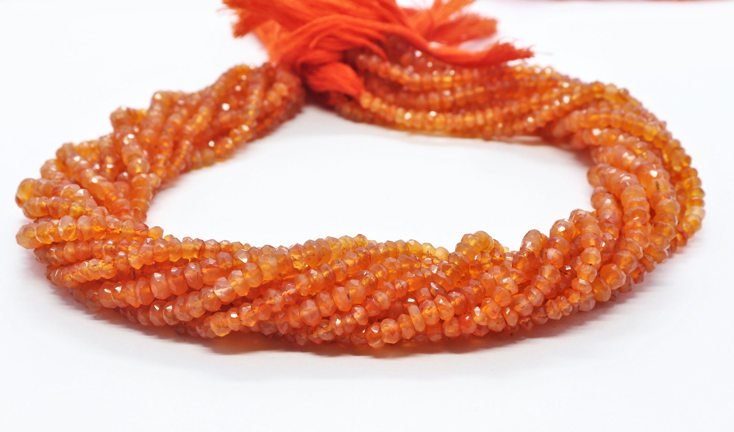 カーネリアン ファセット ロンデル ビーズ カーネリアン ロンデル