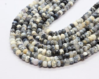 Sale Natural Dendrite Opal Faceted Rondelle Beads Opal Beads 8 Inches Strand Dendrite Opal Necklace 7-9 MM