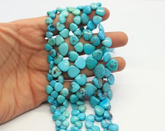 AAA Arizona Turquoise smooth heart shape beads 100% Natural Turquoise heart briolettes Arizona mines beads Arizona Turquoise side cut beads