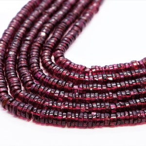 Natural 16&quot; strand Mozambique Garnet tyre beads Mozambique Garnet heishi beads Garnet tyre shape beads Mozambique Garnet wheel cut gemstone