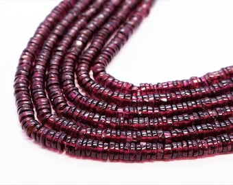 Natural 16" strand Mozambique Garnet tyre beads Mozambique Garnet heishi beads Garnet tyre shape beads Mozambique Garnet wheel cut gemstone