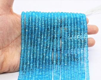 Natural Sky Blue Topaz faceted rondelle beads 5mm Sky BT beads for jewelry making Blue Topaz Coated Beads Wholesale Beads For Jewelry
