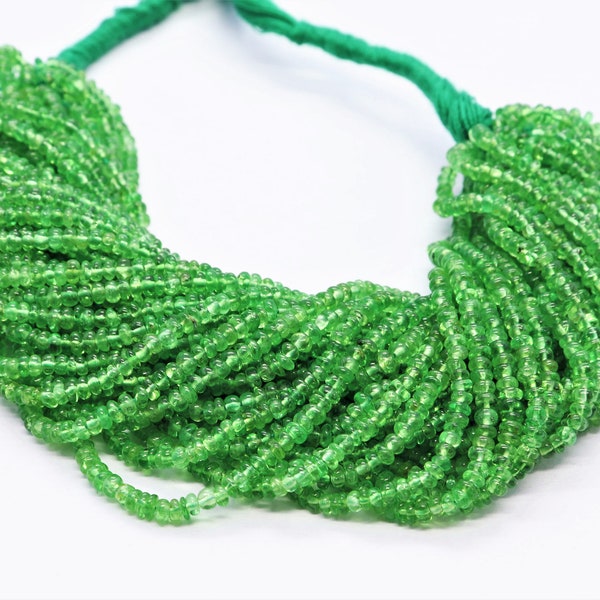 Tsavorite smooth rondelle beads  Tsavorite rondelle beads  Natural Tsavorite beads strands  Tsavorite plain beads  Tsavorite wholesale beads