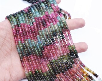 AAA Quality Multi Tourmaline smooth rondelle beads 4-4.5 mm Multi Tourmaline gemstone bead Tourmaline rondelle beads Tourmaline beads strand