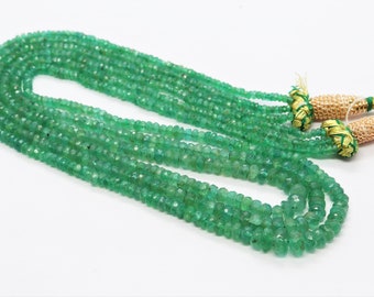 Green Emerald 805.50 Cts Earth Mined 2 Strand Pear Shape Beads Necklace Rare 