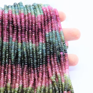 Natural Multi Tourmaline faceted rondelle beads, 4mm Tourmaline beads, Tourmaline rondelle beads, Tourmaline wholesale beads jewelry making