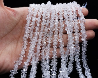 5-6 mm Klare, Weiße Herkimer Diamant Perlen Rohe Weiße Herkimer Diamanten Gebohrte Doppelterminierte Perlen Natürliche Herkimer Diamant Quarz Perlen