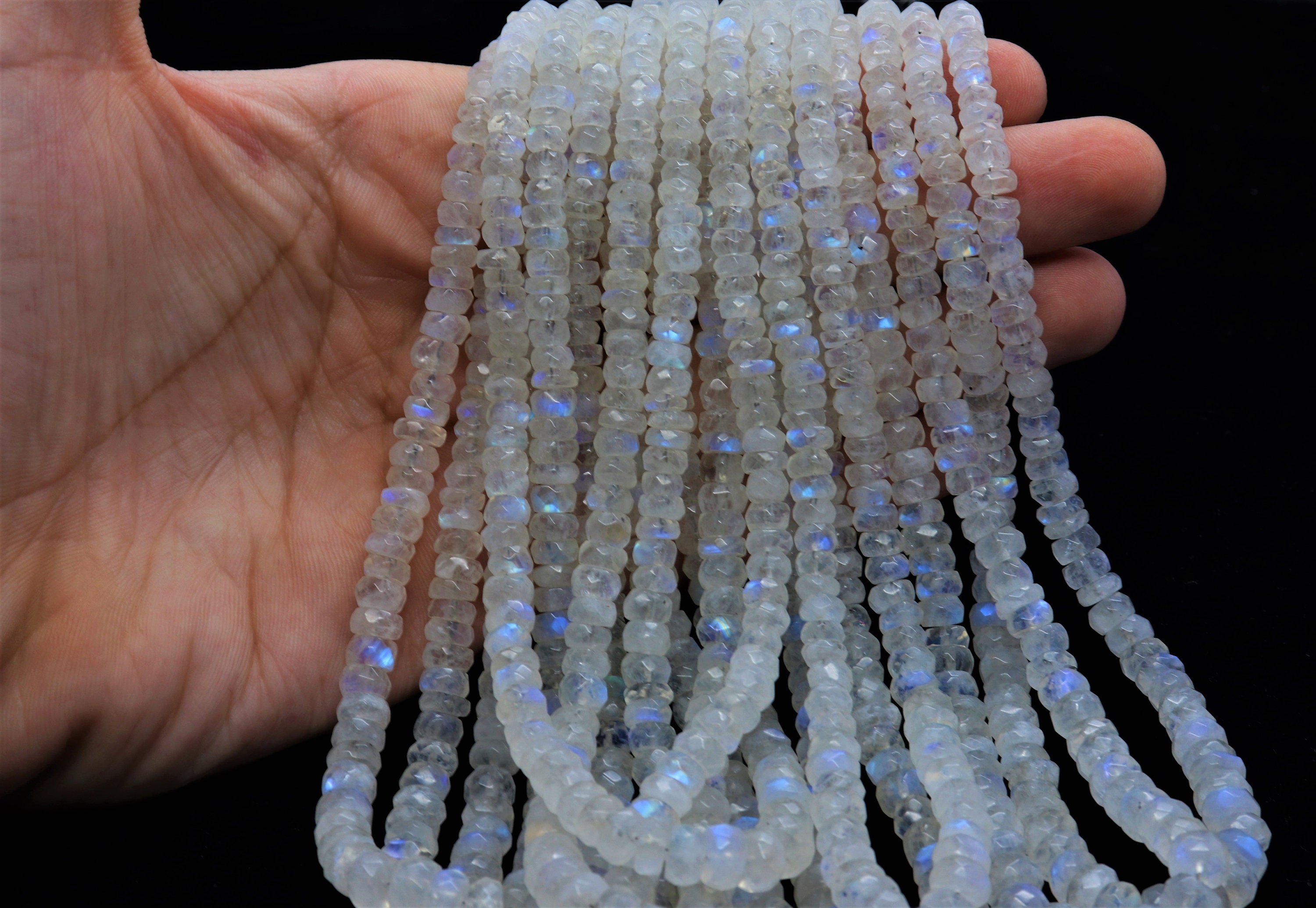 Natural Rainbow Moonstone Smooth Tumble Beads, 15x20 mm to 20x36 mm,  Rainbow Moonstone Beads, 18 Inches Full Strand, Price Per Strand
