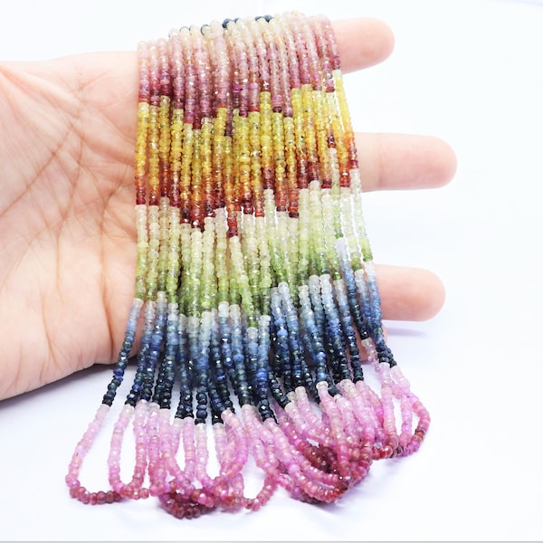 AAA+ Multi Sapphire faceted rondelle beads Natural Sapphire Multi beads Multi Rainbow beads Multi Sapphire beads strand Sapphire Multi beads