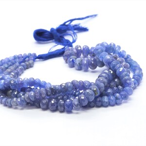 Excelentes cuentas de tanzanita facetadas en forma de rondelle, cuentas de tanzanita natural para collares de joyería, cuentas de tanzanita facetadas, cuentas de tanzanita al por mayor