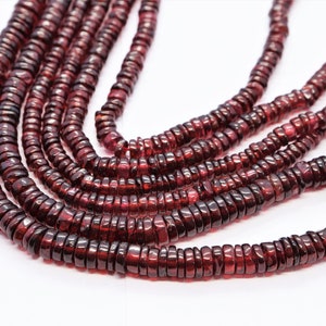 AAA Mozambique Garnet heishi tyre beads Natural Garnet tyre shape beads Garnet heishi gemstone beads Mozambique garnet wheel bead