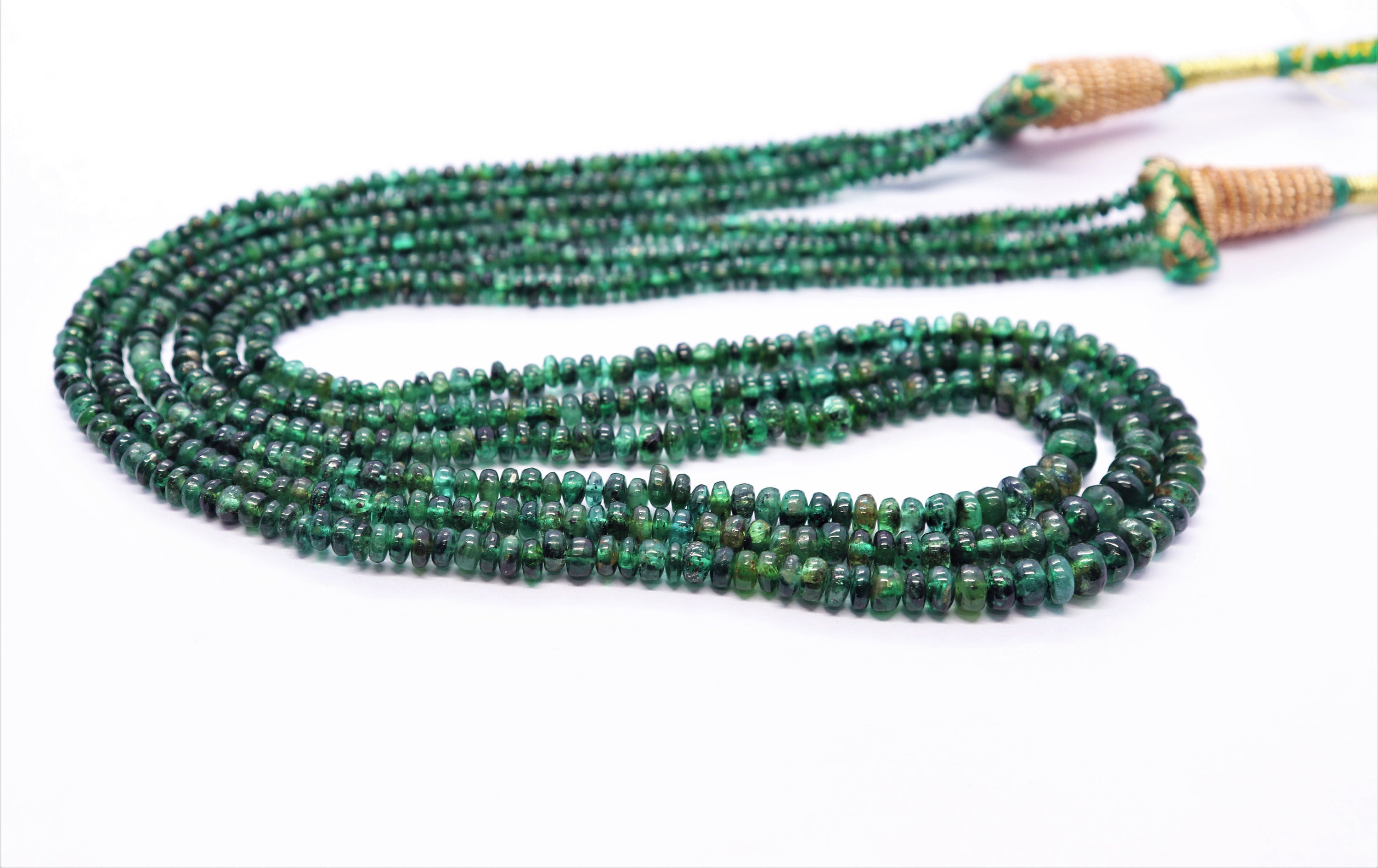 Collier émeraude de 20 pouces, perles de béryl naturelles, rondes à