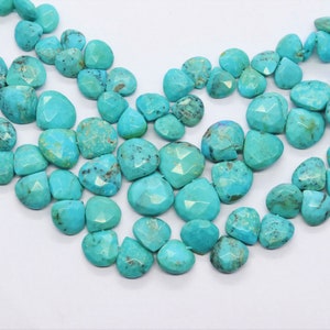 AAA Quality Arizona Turquoise faceted heart shape beads, Arizona Turquoise briolette, Natural Turquoise faceted beads, Turquoise heart beads