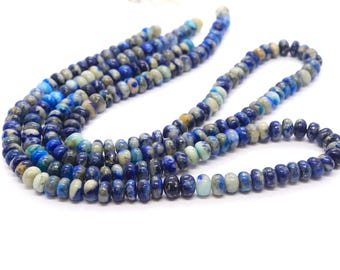 Perles afghanes en forme de tranche lisse lapis-lazuli 7 brin 156 ct