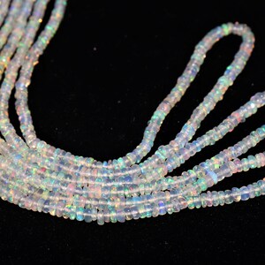 Fire Ethiopian Opal smooth beads rondelle beads Multi Fire Opal rondelle beads Flashy Opal beads for jewelry making Welo opal gemstone beads
