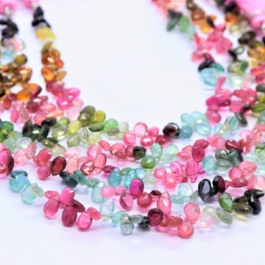 Multi Tourmaline pear shape beads  Tourmaline beads strand  Multi Tourmaline briolettes  Tourmaline faceted beads  Natural Tourmaline beads