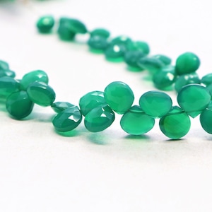 AAA Green Onyx Faceted Heart Shape Briolette, Green Onyx Side Drill Cut beads Natural Green Onyx faceted beads Wholesale beads for jewelry